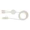 Chechia 5-in-1 recycled plastic 150 cm data sync and 27W fast charge cable with bamboo details Standard | White | No Branding | not available | not available