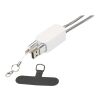Anser recycled plastic smartphone lanyard with 27W 5-in-1 built-in cable Standard | White | No Branding | not available | not available