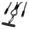 SMART 65W RPET charging cable with lanyard Solid black