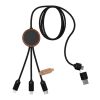 SCX.design C37 3-in-1 rPET light-up logo charging cable with round wooden casing Wood | Not applicable | No Branding | not available | not available