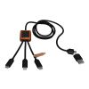 SCX.design C38 3-in-1 rPET light-up logo charging cable with squared wooden casing Blue-Wood | not available | No Branding | not available | not available