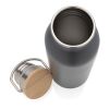 Modern stainless steel bottle with bamboo lid grey | No Branding | not available | not available