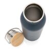 Modern stainless steel bottle with bamboo lid blue | No Branding | not available | not available