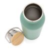 Modern stainless steel bottle with bamboo lid green | No Branding | not available | not available