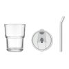 Glass tumbler with straw 400ml transparent | No Branding | not available | not available