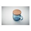 Ribbed glass mug 300ml transparent/blue | No Branding | not available | not available