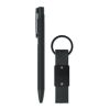 Ball pen & PU Keyring set black