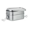 Stainless steel lunch box with  2 compartments matt silver | No Branding | not available | not available | not available