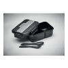 Lunch box with cutlery in PP black | No Branding | not available | not available | not available