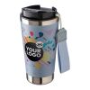 Recycled stainless steel double-walled drinking mug 500 ml Kayla beige