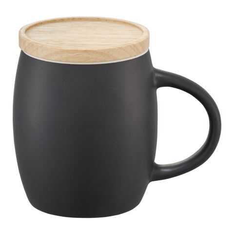 Hearth 400 ml ceramic mug with wooden coaster Standard | Solid black-White | not available | No Branding | not available | not available