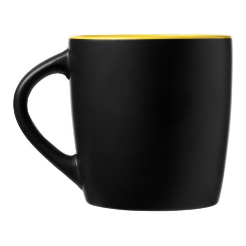 Riviera ceramic mug 340 ml Standard | Solid black-Yellow | not available | No Branding | not available | not available