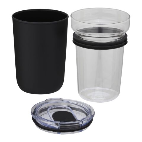 Bello 420 ml glass tumbler with recycled plastic outer wall Solid black | not available
