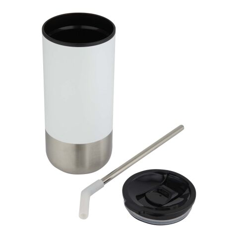 Grayson 480 ml RCS recycled insulated tumbler with straw Standard | White | No Branding | not available | not available