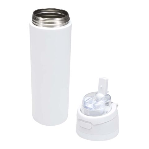 Theron 800 ml RCS recycled single wall stainless steel water bottle with dual function lid  White
