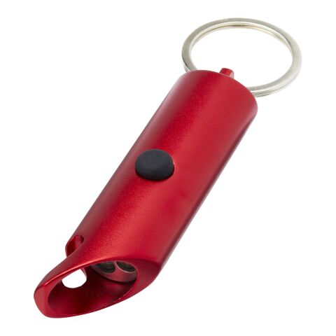 Flare recycled aluminium keychain with LED light and bottle opener Standard | Red | No Branding | not available | not available