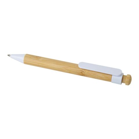 Rattan bamboo and recycled plastic ballpoint pen (black ink) Standard | white | No Branding | not available | not available