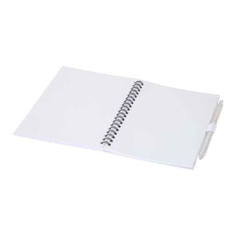 Niove recycled plastic soft cover notebook and ballpoint pen set (blue ink) Standard | White | No Branding | not available | not available