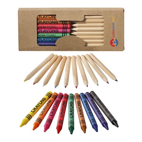Lucky 19-piece coloured pencil and crayon set Standard | Natural | No Branding | not available | not available | not available