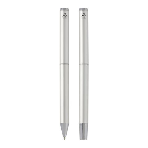 Lucetto recycled aluminium ballpoint and rollerball pen gift set Standard | Silver | not available | No Branding | not available | not available