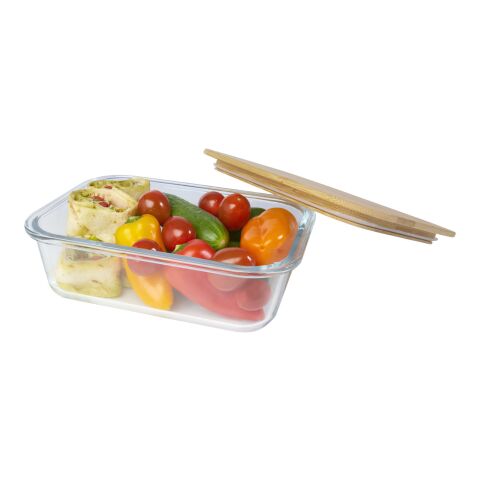 Roby glass lunch box with bamboo lid Standard | Natural-Transparent | No Branding | not available | not available