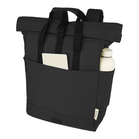 Joey 15” GRS recycled canvas rolltop laptop backpack 15L Standard | Solid black | not available | No Branding | not available | not available | not available