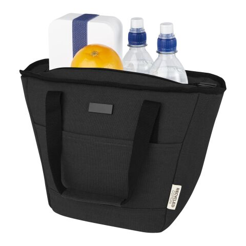 Joey 9-can GRS recycled canvas lunch cooler bag 6L Standard | Solid black | not available | No Branding | not available | not available | not available