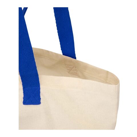 Sierra 140 g/m² GRS recycled foldable cotton tote bag 7L Standard | Natural-Royal blue | No Branding | not available | not available | not available