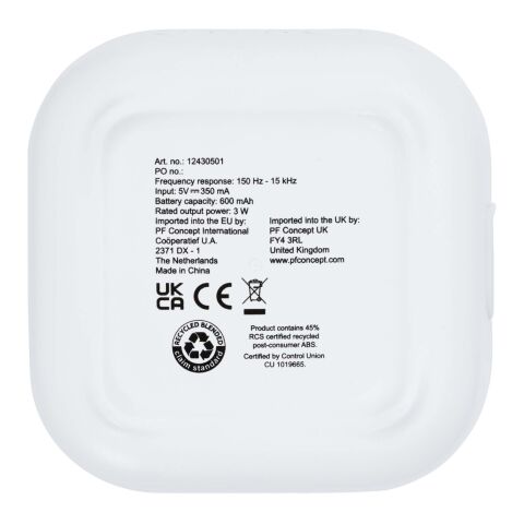 Stark 2.0 3W mini RCS recycled plastic Bluetooth® speaker Standard | White | not available | No Branding | not available | not available