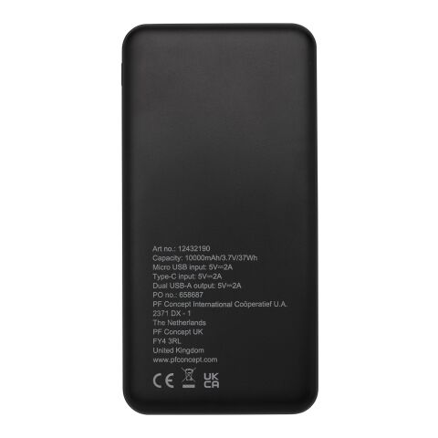 Loop 10.000 mAh recycled plastic power bank Standard | Solid black | No Branding | not available | not available