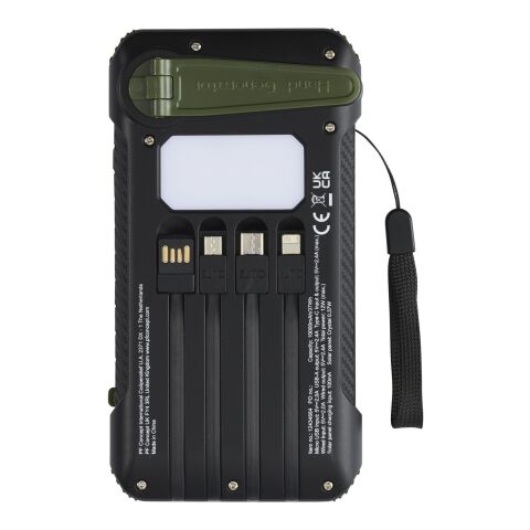 Soldy 10.000 mAh RCS recycled plastic solar dynamo power bank Standard | Army green | No Branding | not available | not available