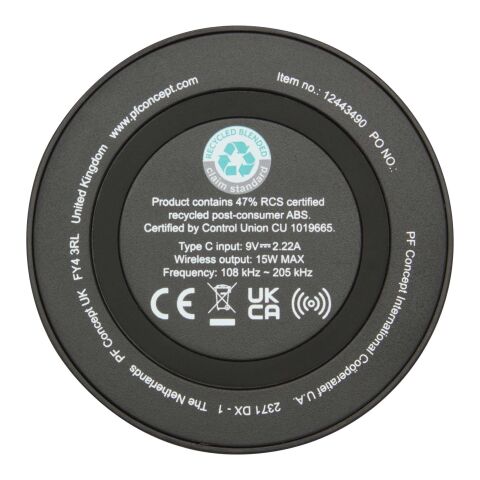 Freal 15W recycled plastic wireless charging pad Standard | Black | Not applicable | No Branding | not available | not available