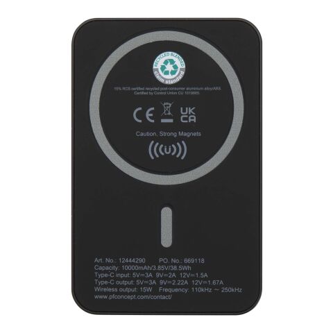 Acrab 10.000 mAh 15W magnetic wireless power bank with 20W PD - made from recycled plastic Standard | Solid black | not available | No Branding | not available | not available