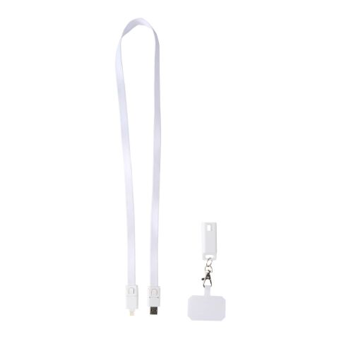 Franz recycled plastic smartphone lanyard with built-in data sync and 65W fast charge 5-in-1 cable Standard | white | No Branding | not available | not available | not available