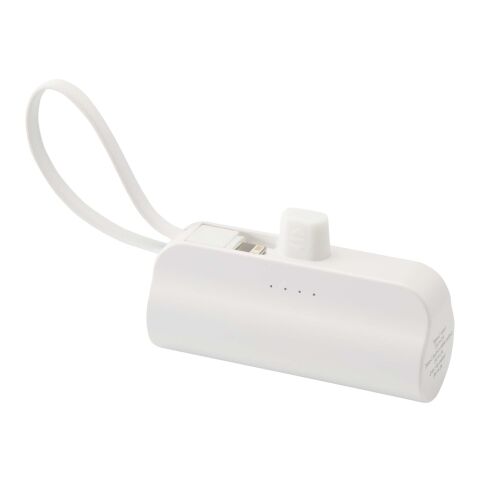 Alnair 5000 mAh 10W recycled plastic Type-C power bank with built-in flip stand and 2-in-1 cable Standard | White | No Branding | not available | not available