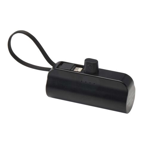 Alnair 5000 mAh 10W recycled plastic Type-C power bank with built-in flip stand and 2-in-1 cable Solid black | not available