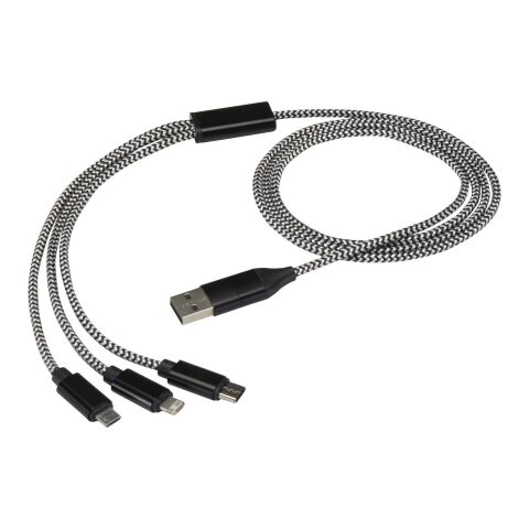 Alphecca recycled aluminium and RPET 5-in-1 charging cable  Solid black