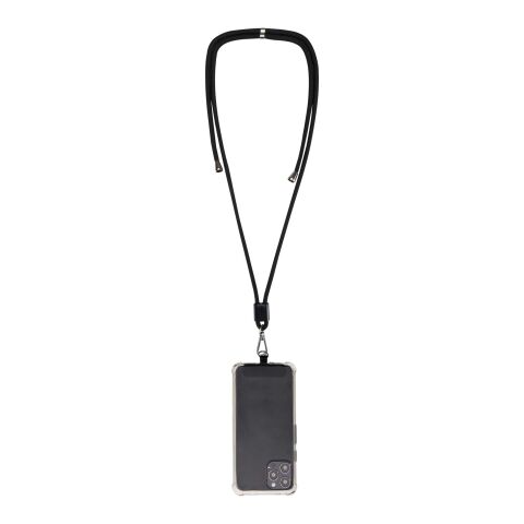 Vega adjustable recycled smartphone lanyard Standard | Solid black | No Branding | not available | not available
