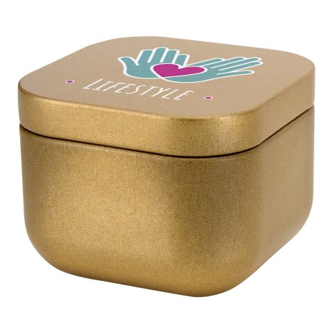 Tindra square tin candle with vanilla aroma Gold