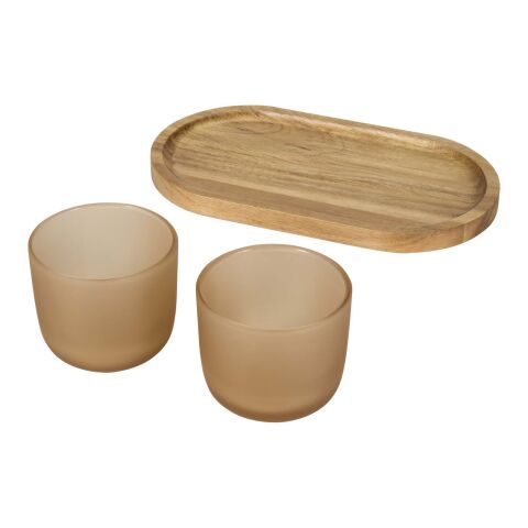 Male wooden serving tray and glass cups set Standard | Oatmeal | No Branding | not available | not available