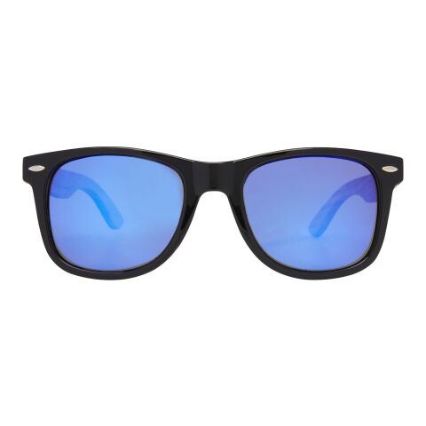 Hiru rPET/wood mirrored polarized sunglasses in gift box Standard | Brown | 1-color Pad Print | left temple | 50 mm x 7 mm