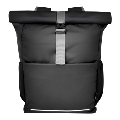 Aqua 15&quot; GRS recycled water resistant roll-top bike bag 20L Standard | Solid black | No Branding | not available | not available | not available