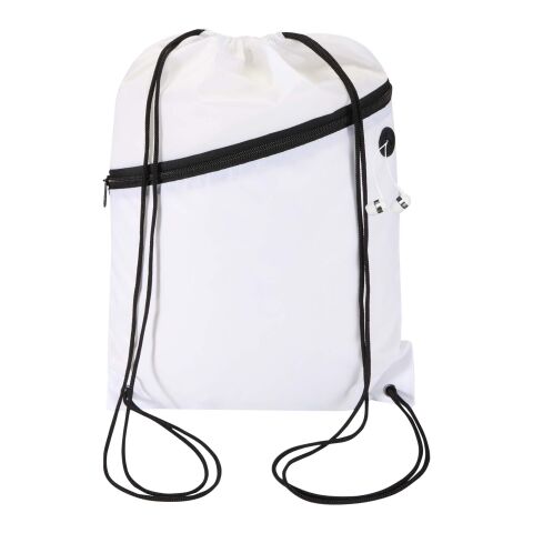 Oriole RPET drawstring bag with zipped front pocket 5L White