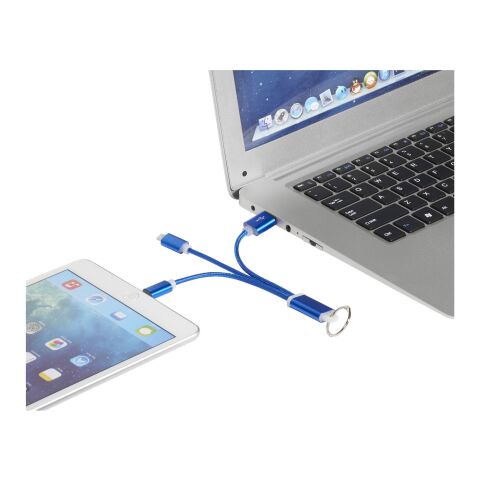 Metal 3-in-1 charging cable with keychain Standard | Royal blue | No Branding | not available | not available