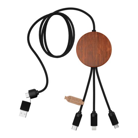 SCX.design C40 3-in-1 rPET light-up logo charging cable and 10W charging pad Wood-Solid black | No Branding | not available | not available