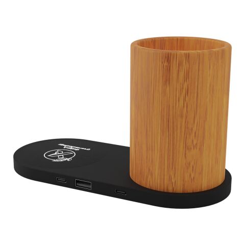 SCX.design W17 10W light-up logo wireless charging pad with pen holder Wood-Solid black | No Branding | not available | not available