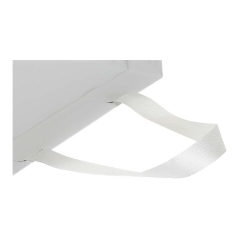 Smartfold 230 g/m2 paper bag with ribbon handles and matt lamination -  24 x 10 x 32 cm White