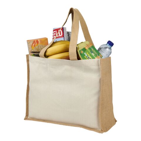 Varai 320 g/m² canvas and jute shopping tote bag Standard | Natural-Natural | No Branding | not available | not available | not available