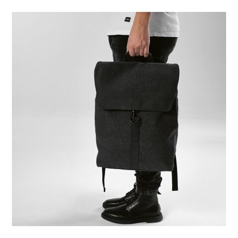 Prague Backpack 25L rCotton. Hook closure. Fits 17&quot; laptop Solid black | No Branding | not available | not available | not available