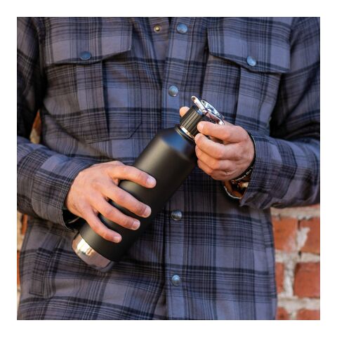 Spiglo Bottle rSS 780ml. Double wall and Leakproof. Wheel shaped lid Black | No Branding | not available | not available | not available